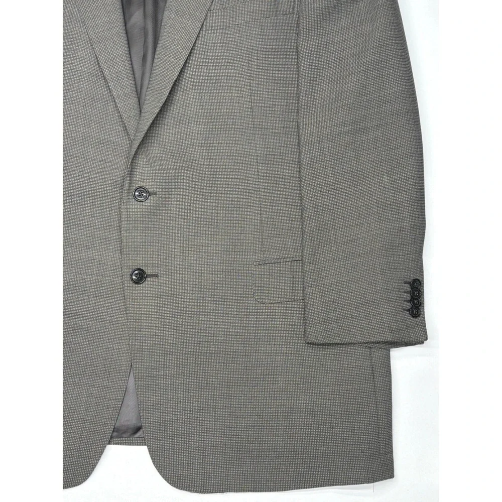 Ermenegildo Zegna Su Misura Mens 100% Wool Blazer Suit Jacket Gray‎ Micro Plaid